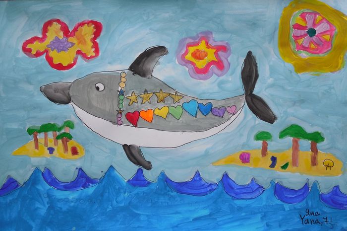 Art Studio PALETTE. Yana Biletska Picture.  Marker, Tempera Animals Fish 