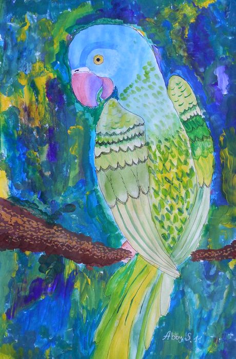 Art Studio PALETTE. Abby Soboleva Picture.  Tempera Animals Birds 