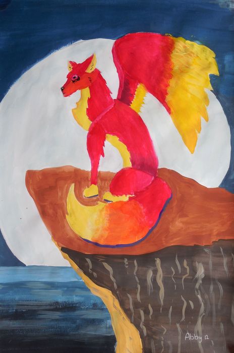 Art Studio PALETTE. Abby Soboleva Picture.  Tempera Fantasy Dragons 
