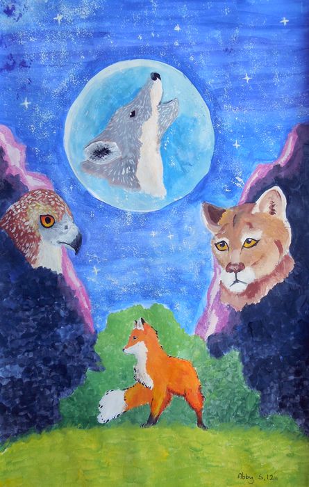 Art Studio PALETTE. Abby Soboleva Picture.  Tempera Animals Mix 