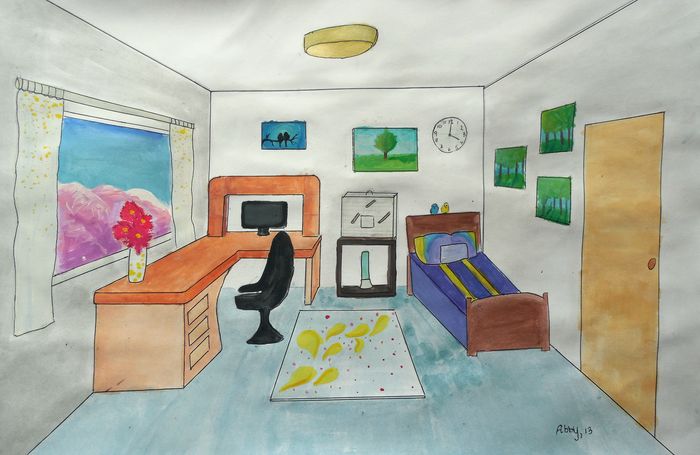 Art Studio PALETTE. Abby Soboleva Picture.  Mixed Media Design Interior 