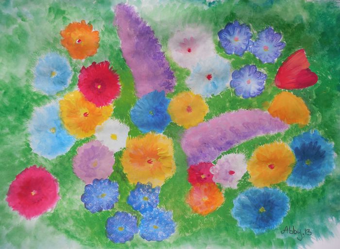 Art Studio PALETTE. Abby Soboleva Picture.  Tempera Plants Flowers 