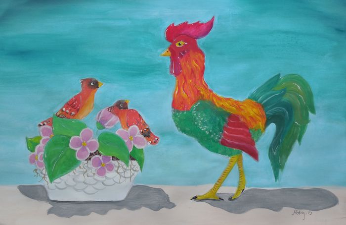 Art Studio PALETTE. Abby Soboleva Picture.  Tempera Still Life Still Life 