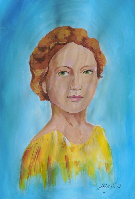 Art Studio PALETTE. Abby Soboleva Picture.  Tempera People Portrait 
