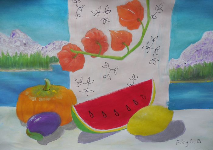 Art Studio PALETTE. Abby Soboleva Picture.  Tempera Still Life Still Life 