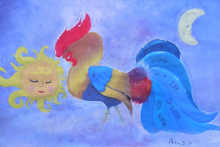 Art Studio PALETTE. Abby Soboleva Picture.  Tempera Animals Birds 