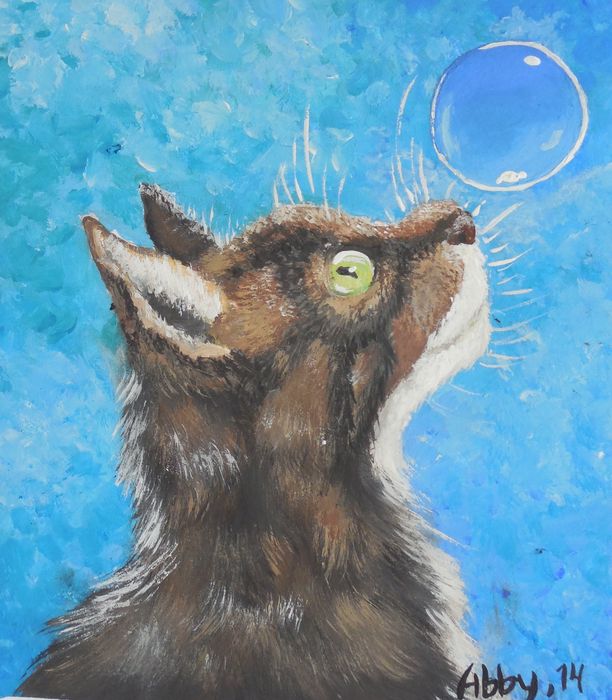 Art Studio PALETTE. Abby Soboleva Picture.  Tempera Animals Cats 