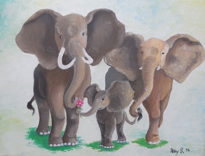 Art Studio PALETTE. Abby Soboleva Picture. Canvas Acrylic Animals Mix 