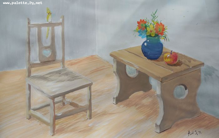 Art Studio PALETTE. Abby Soboleva Picture.  Tempera Design Furniture 