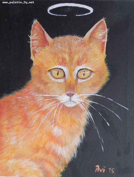 Art Studio PALETTE. Abby Soboleva Picture.  Acrylic Animals Cats 