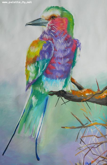 Art Studio PALETTE. Abby Soboleva Picture.  Tempera Animals Birds 