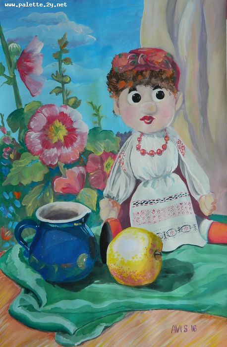 Art Studio PALETTE. Abby Soboleva Picture.  Tempera Still Life Still Life 