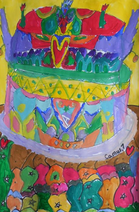 Art Studio PALETTE. Camus Hu Picture.  Tempera Fantasy Cakes 