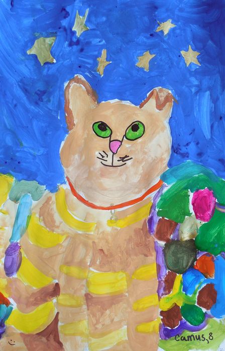 Art Studio PALETTE. Camus Hu Picture.  Marker, Tempera Animals Cats 