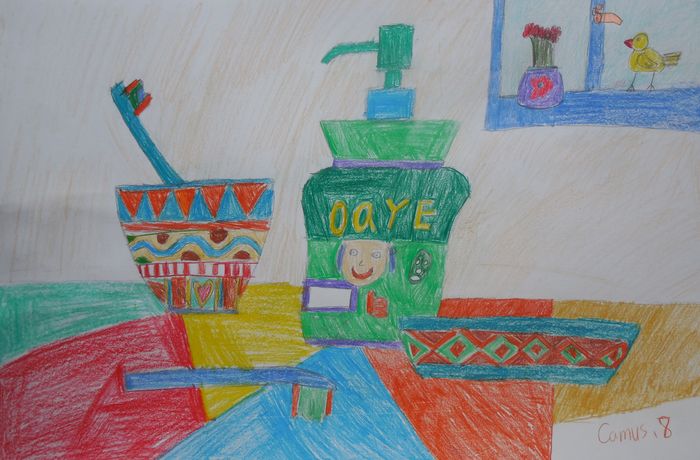 Art Studio PALETTE. Camus Hu Picture.  Coloured Pencil Design Dishes 