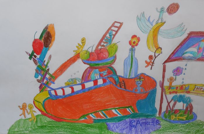 Art Studio PALETTE. Camus Hu Picture.  Coloured Pencil   