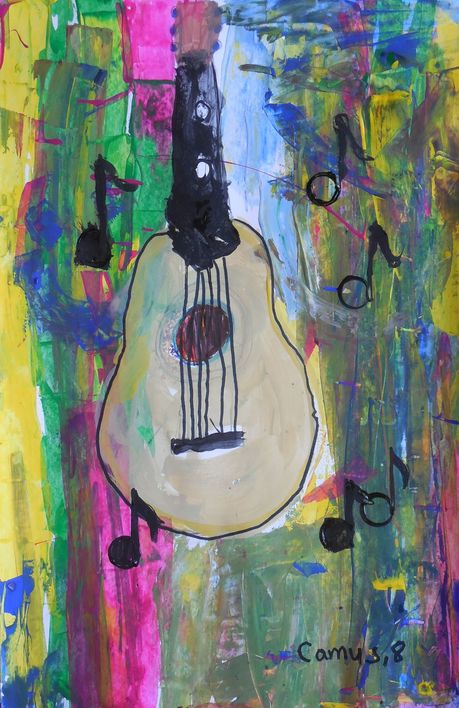 Art Studio PALETTE. Camus Hu Picture.  Tempera Still Life Music 