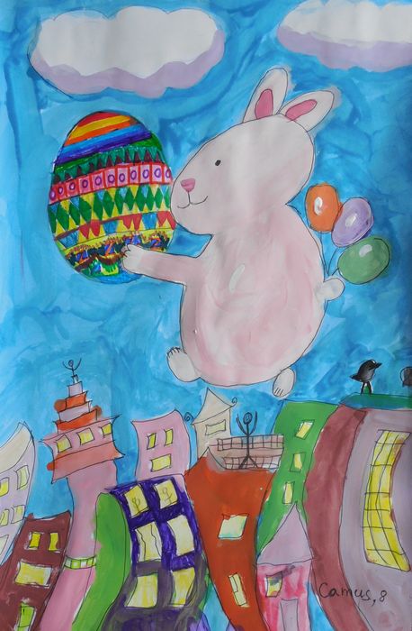 Art Studio PALETTE. Camus Hu Picture.  Marker, Tempera Holidays Easter 