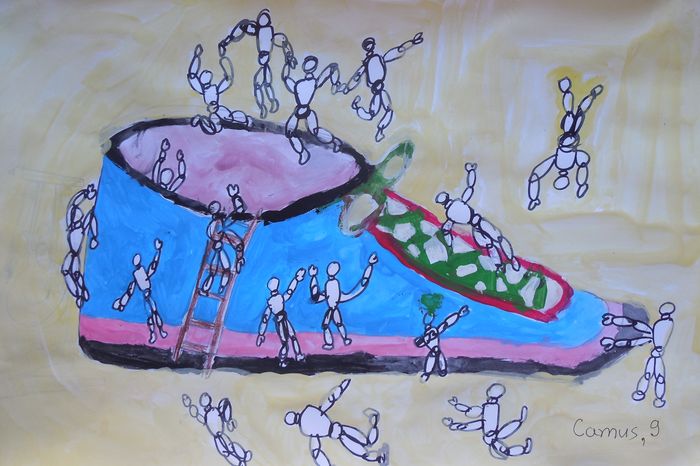 Art Studio PALETTE. Camus Hu Picture.  Marker, Tempera Design Footwear 