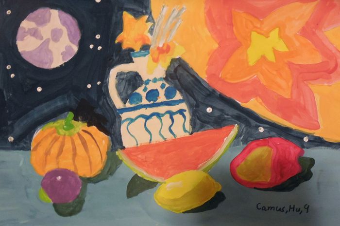 Art Studio PALETTE. Camus Hu Picture.  Tempera Still Life Still Life 
