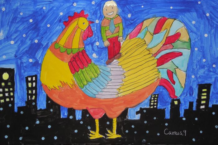 Art Studio PALETTE. Camus Hu Picture.  Marker, Tempera Holidays New Year 