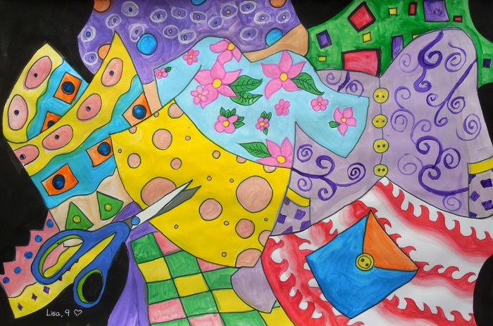 Art Studio PALETTE. Lisa Lei Picture.  Marker, Tempera Design Fabric 