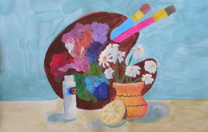 Art Studio PALETTE. Lisa Lei Picture.  Tempera Still Life Palette 