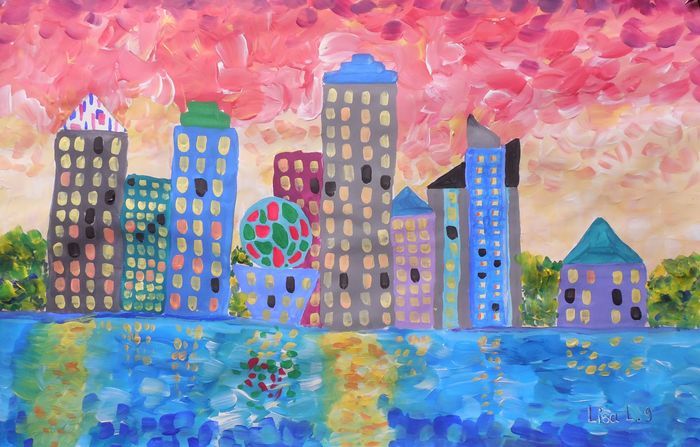 Art Studio PALETTE. Lisa Lei Picture.  Tempera Landscape Vancouver BC 