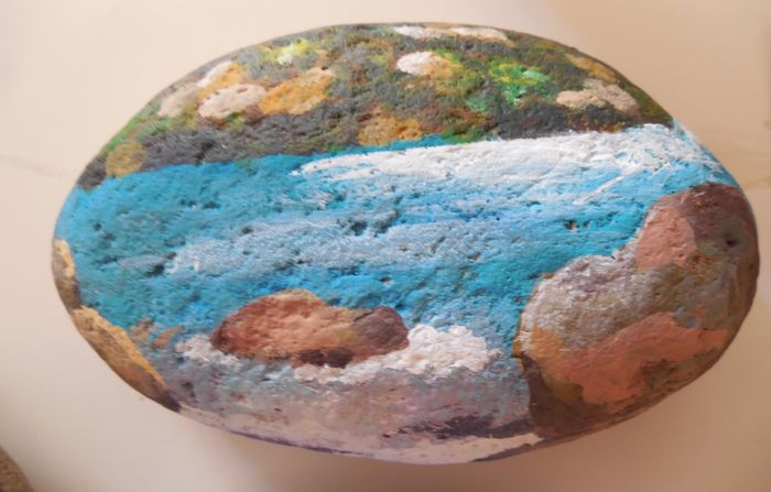 Art Studio PALETTE. Lisa Lei Picture. Stone Acrylic Landscape Seascape 