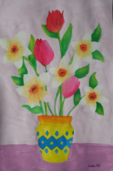 Art Studio PALETTE. Lisa Lei Picture.  Tempera Plants Flowers 