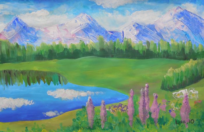 Art Studio PALETTE. Lisa Lei Picture.  Tempera Landscape Nature 