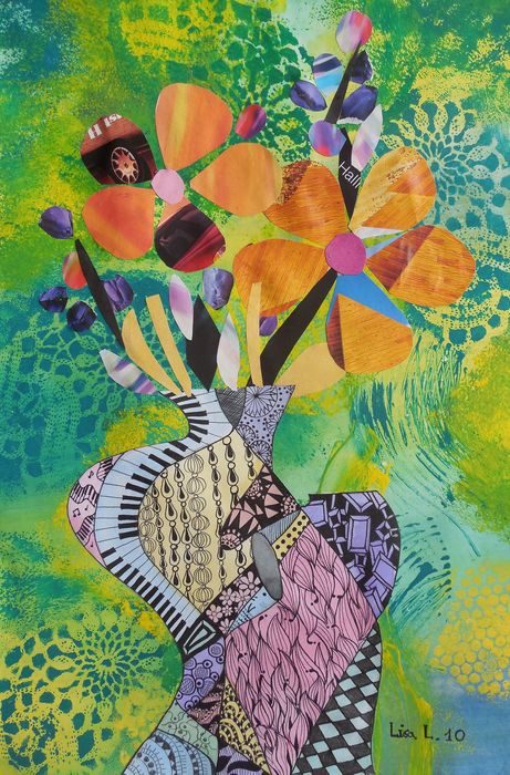 Art Studio PALETTE. Lisa Lei Picture.  Mixed Media Still Life Still Life Creativity Flowers