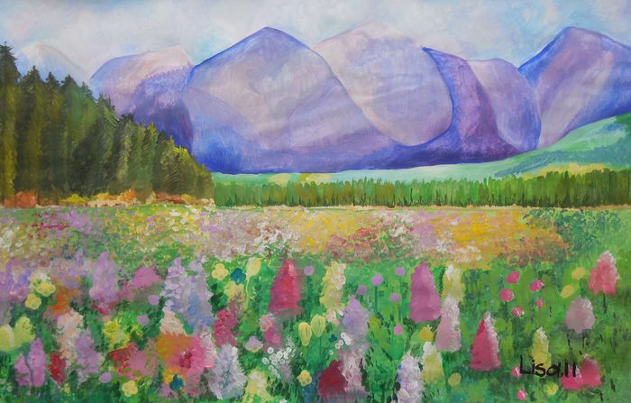 Art Studio PALETTE. Lisa Lei Picture.  Tempera Landscape Nature 