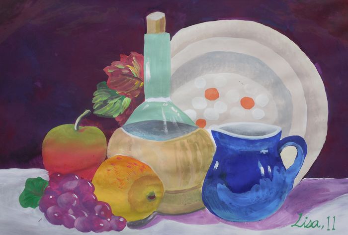 Art Studio PALETTE. Lisa Lei Picture.  Tempera Still Life Still Life 