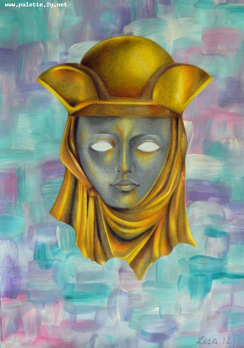 Art Studio PALETTE. Lisa Lei Picture.  Mixed Media Fantasy Mask The Mask