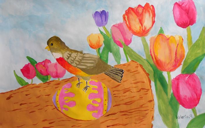 Art Studio PALETTE. Valeria Barbaneagra Picture.  Tempera Animals Birds 