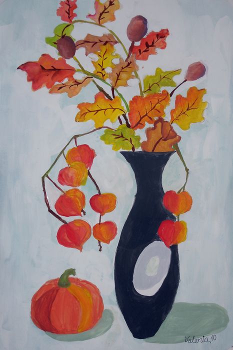 Art Studio PALETTE. Valeria Barbaneagra Picture.  Tempera Still Life Still Life Autumn Still Life