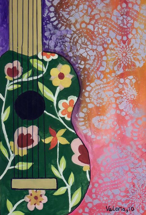 Art Studio PALETTE. Valeria Barbaneagra Picture.  Tempera Still Life Music 