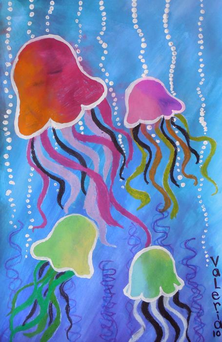 Art Studio PALETTE. Valeria Barbaneagra Picture.  Mixed Media Animals Fish 