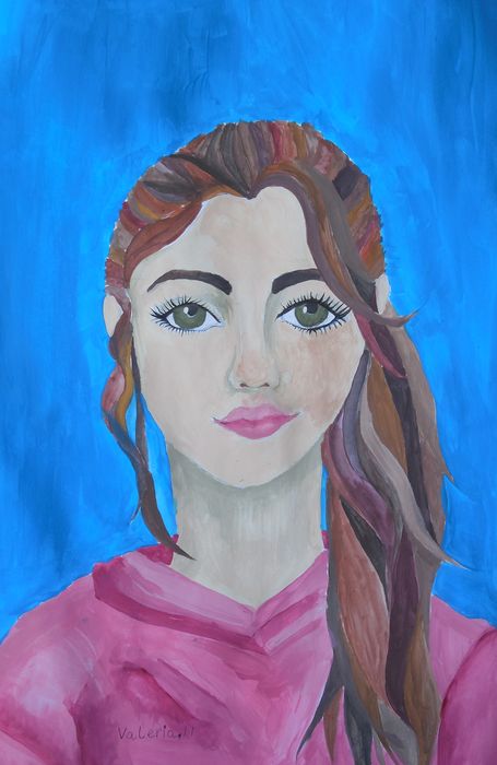 Art Studio PALETTE. Valeria Barbaneagra Picture.  Tempera People Selfportrait 