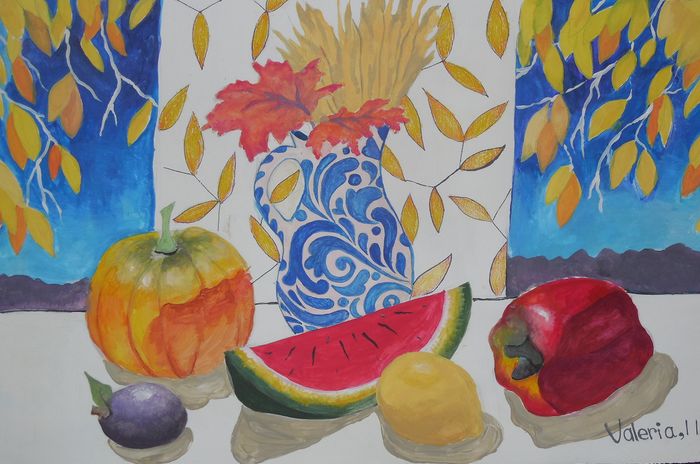 Art Studio PALETTE. Valeria Barbaneagra Picture.  Tempera Still Life Still Life 