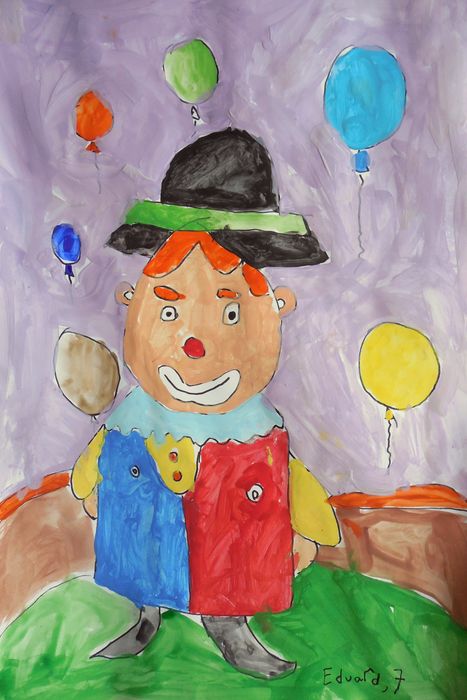 Art Studio PALETTE. Eduard Barba Picture.  Marker, Tempera Fantasy Clown 