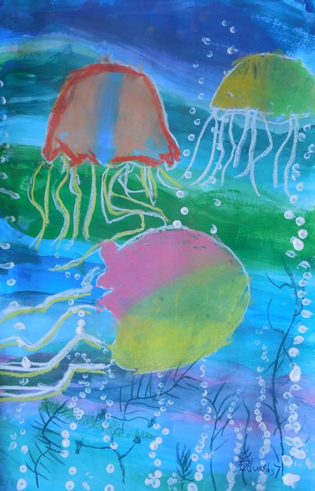 Art Studio PALETTE. Eduard Barba Picture.  Pastel Animals Fish 