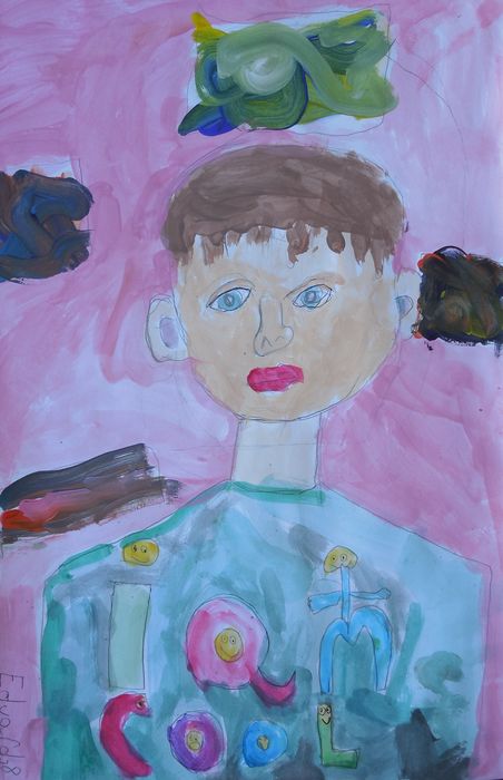 Art Studio PALETTE. Eduard Barba Picture.  Tempera People Selfportrait 