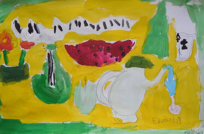 Art Studio PALETTE. Eduard Barba Picture.  Tempera Inspired by Missakian 