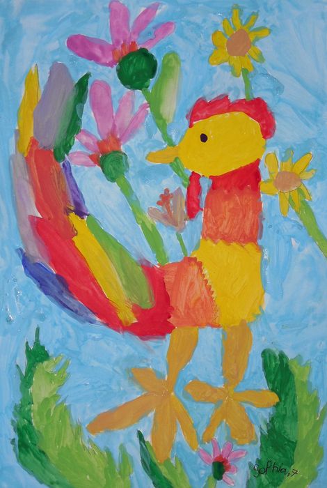 Art Studio PALETTE. Sophia Moore Picture.  Tempera Animals Birds 