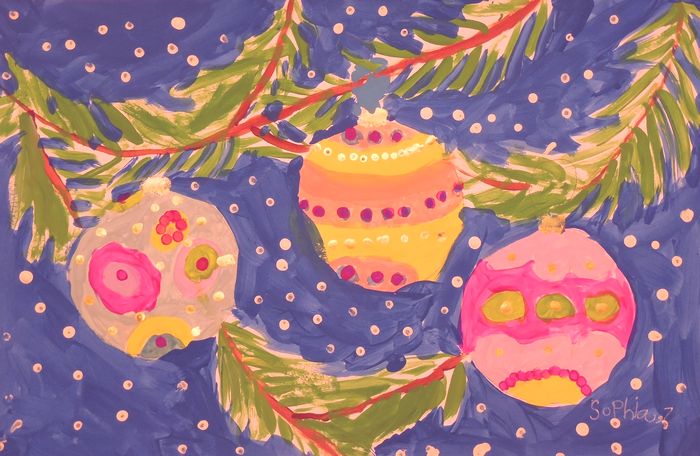 Art Studio PALETTE. Sophia Moore Picture.  Tempera Holidays New Year 