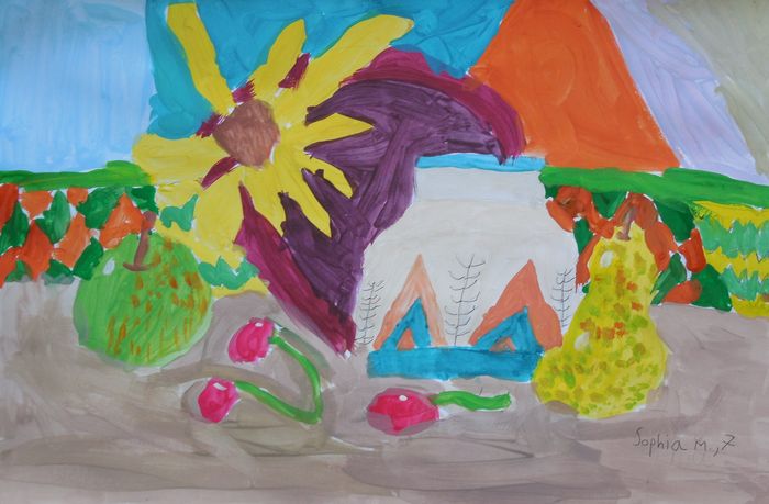 Art Studio PALETTE. Sophia Moore Picture.  Tempera Still Life Still Life 