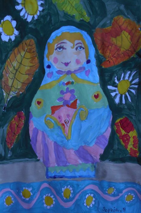 Art Studio PALETTE. Sophia Moore Picture.  Tempera Dec. Art Matryoshka  