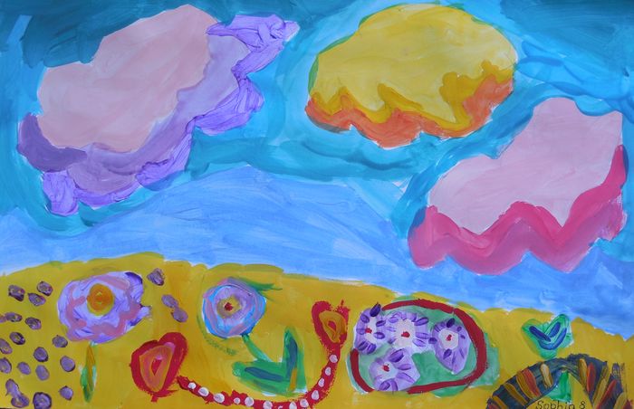 Art Studio PALETTE. Sophia Moore Picture.  Tempera Landscape Nature 